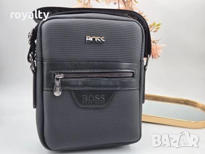 Hugo Boss Нова Луксозна Кожена Черна Мъжка Чанта Хюго Бос 