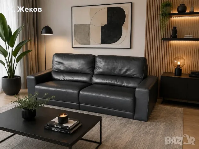 Луксозен кожен диван с relax механизъм