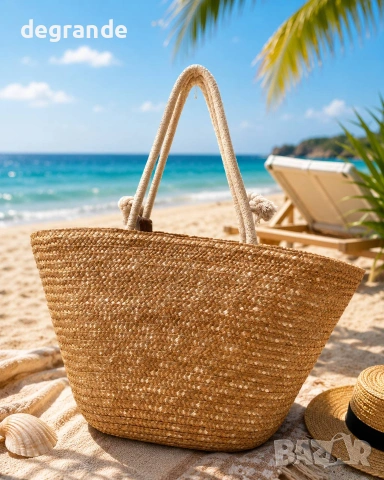 ⛱️ Голяма плетена плажна чанта 