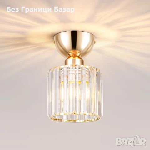 Нова Луксозна кристална плафониера E27 за антре коридор балкон лампа таван