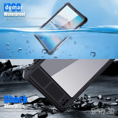 ShellBox Case Водоустойчив, удароустойчив и устойчив на падане калъф за iPad Pro 11 инча 2024, снимка 2 - Таблети - 55524311