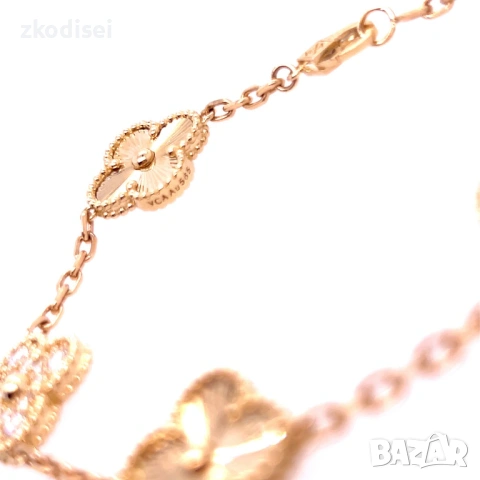 Златна дамска гривна Van Cleef 13,40гр. 18,0см. 14кр. проба:585 модел:37807-1, снимка 2 - Гривни - 54781330