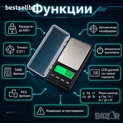 Професионална кухненска електронна везна 0.01 600г злато храна бижута, снимка 2 - Везни - 29154965
