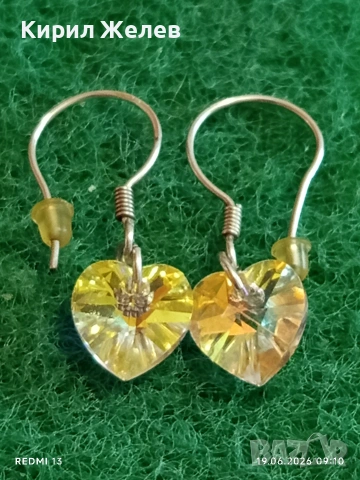 Висящи сребърни обеци Swarovski Element топъл и блестящ ефект 47073, снимка 3 - Обеци - 54965747
