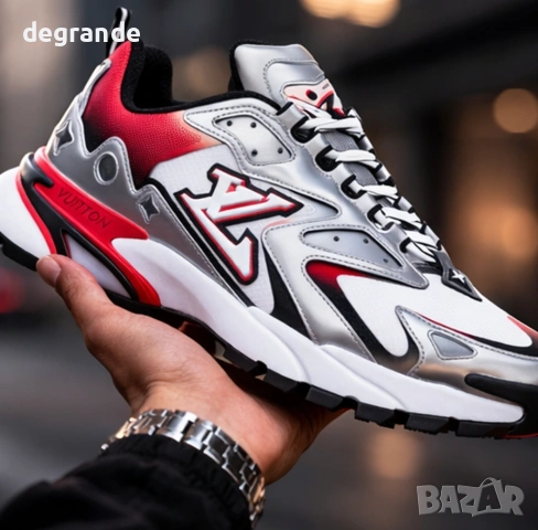 👟Louis Vuitton Runner Tatic Sneaker - сребристо, червено и черно, снимка 2 - Маратонки - 54751934
