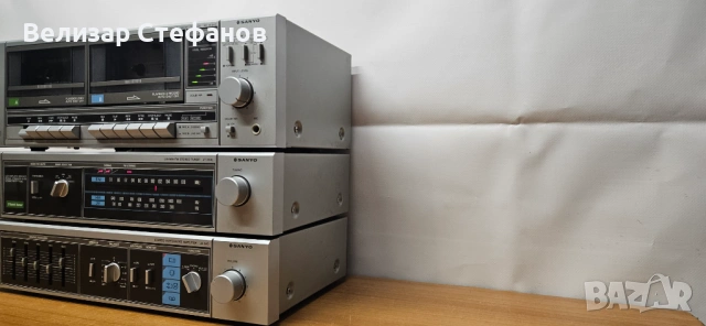 🎶 Продавам винтидж аудио система SANYO – усилвател, тунер и двоен касетен дек 🎶, снимка 3 - Аудиосистеми - 54360493