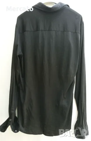 Черна риза с копчета Emporio Armani, снимка 4 - Ризи - 55539387