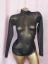 S/M Черна блуза с дълъг ръкав от прозрачен еластичен тюл , снимка 1