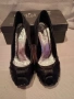 Черни сатенени обувки на висок ток, снимка 5