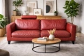 Червен кожен диван, снимка 1