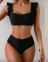 Нов дамски черен бански комплект Горнище и долнище М размер , снимка 3