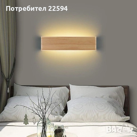 Дървена LED стенна лампа