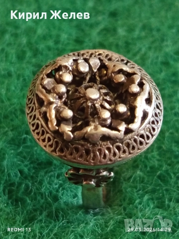 Възрожденски филигранен сребърен пръстен с гранулация ювелирна изработка 32375, снимка 8 - Пръстени - 54014611