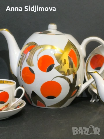 Руски порцелан Вербилки сервиз за чай , снимка 2 - Сервизи - 54079178