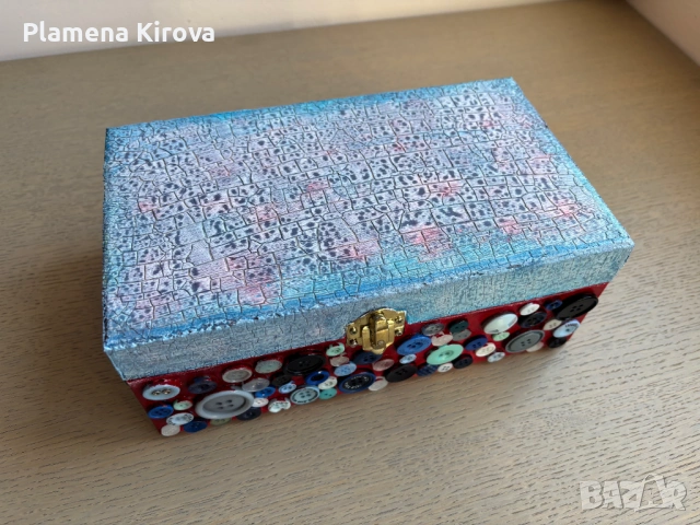 Декоративна кутия с копчета | Ръчна изработка, снимка 5 - Декорация за дома - 54223173