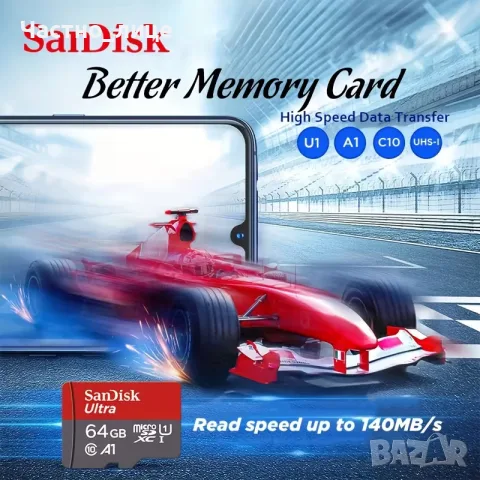 SanDisk MicroSDXC Card 128GB A1 Class 10, снимка 2 - Карти памет - 55434044