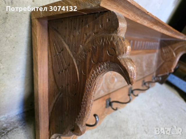 Закачалка за стена с дърворезба, снимка 2 - Закачалки - 54359604