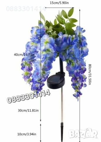 Соларна лампа Глициния Градинско осветление Декорация 80см , снимка 6 - Соларни лампи - 54202204