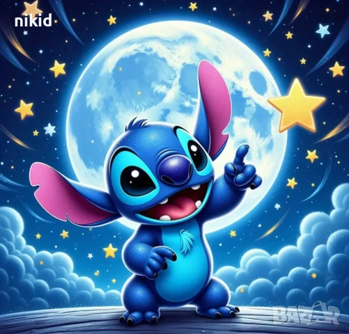 Стич stitch луна детски 5D гоблен диамантен картина мозайка за направа по схема с камъчета