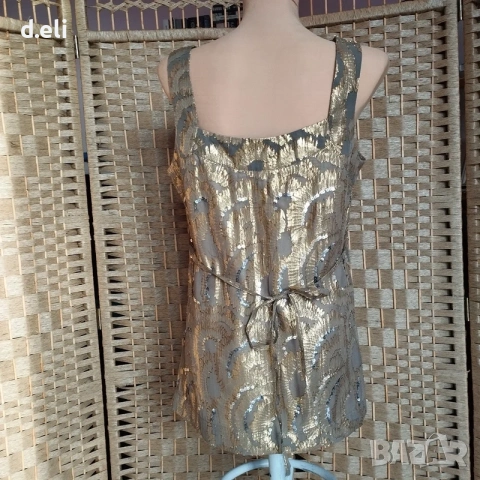 Miss me collection. Size M Златист топ от Коприна, снимка 3 - Корсети, бюстиета, топове - 54437538
