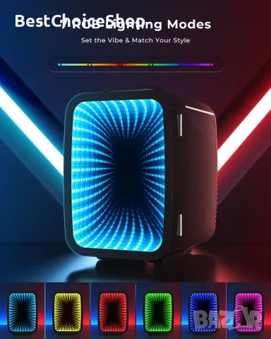 Мини хладилник BEICHEN за 4 л / 6 кутии, тих малък хладилник с 7 RGB, снимка 13 - Хладилници - 55608306