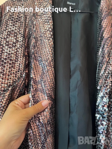 Уникално сако от пайети размер L / XL на марката Blanco 🖤, снимка 3 - Сака - 54314708