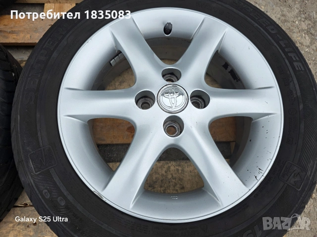 Лети джанти 15ки 4х100 Toyota + летни гуми 195/60/15 Semperit, снимка 6 - Гуми и джанти - 54012609