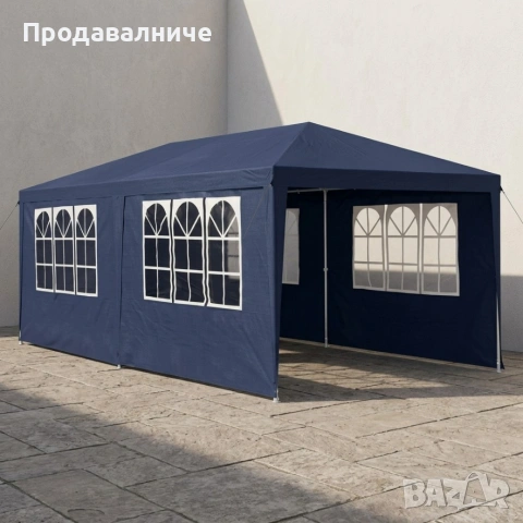 Градинска шатра 3x6 м водоустойчива - Парти палатка с 6 странични панела, прозорци и UV защита