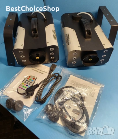 Два броя UKing 1200W машини за дим с 6 RGB LED светлини, дистанционно управление за партита и събити, снимка 6 - Други - 54953519