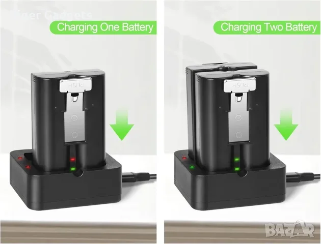 Комплект Abeden AB2401 - 2 батерии 6040mAh + двойно зарядно за Ring Video Doorbell и Stick Up, снимка 4 - Батерии, зарядни - 55562724