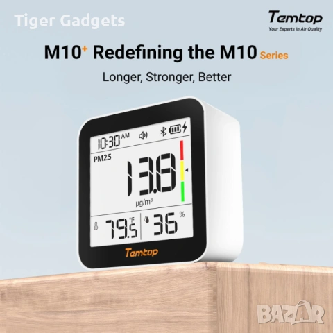Temtop M10+ Smart монитор за качество на въздуха – CO2, AQI, PM2.5, VOC, температура и влажност с Ap, снимка 7 - Друга електроника - 54450631