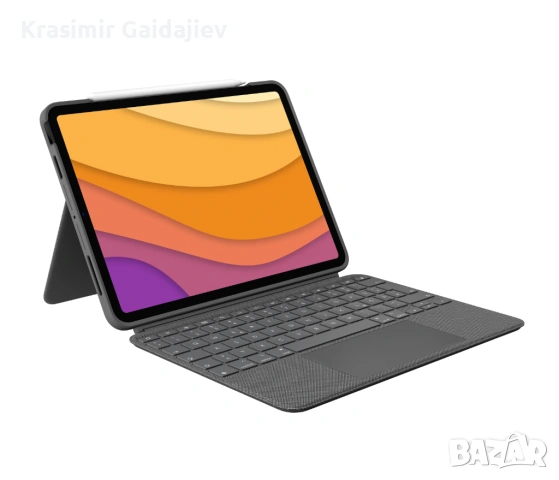 Logitech Combo Touch, Докинг станция с клавиатура за Apple iPad Air 4/Air 5 10.9" сив, DE