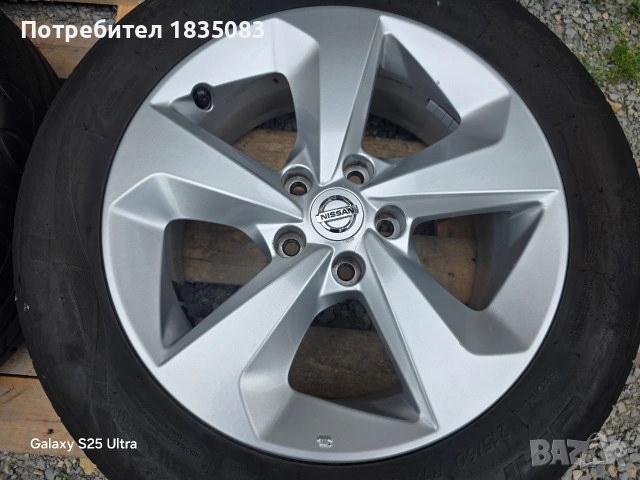 Лети джанти 17ки 5х114.3 Nissan + летни гуми 215/60/17, снимка 6 - Гуми и джанти - 54713039
