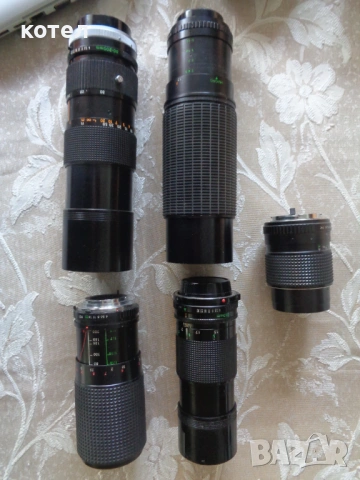 Продавам  Лот от 5 ретро ръчнофокусни обектива (Canon FD, Pentax K, Minolta MD), снимка 2 - Обективи и филтри - 54734156