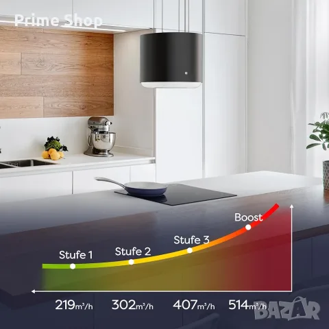 Висящ островен абсорбатор CIARRA Smart Island, 4 нива на мощност, 41 см, Wi-Fi, 550 m³/h, Черен, снимка 10 - Абсорбатори - 55436854