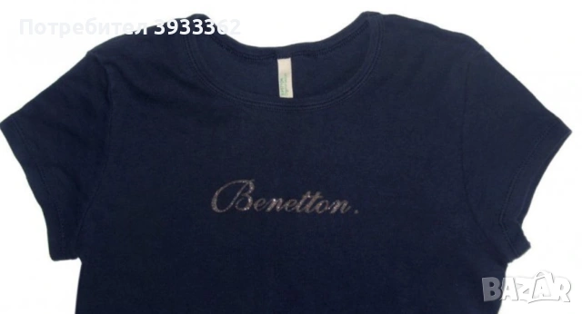 United Colors of Benetton дамска тениска къс ръкав тъмно синя 10/11 150 cm Organic Cotton, снимка 2 - Тениски - 55231057