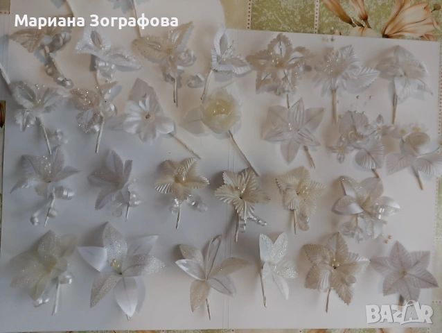 Ръчно изработени бутониери и декоративни цветя за сватби и празници, снимка 4 - Изкуствени цветя - 49163191