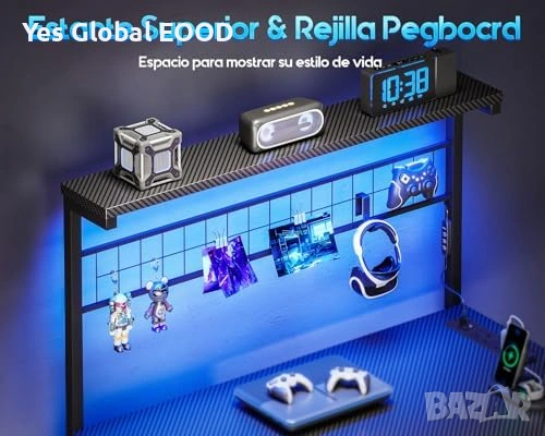 Геймърско бюро Coleshome LED 110x80 с чекмеджета, снимка 5 - Маси - 54532612