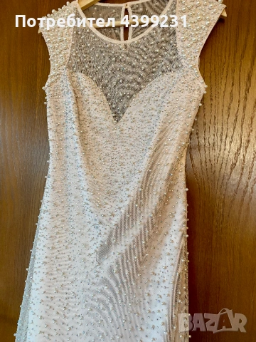 Луксозна дизайнерска бална рокля с перли и кристали - S/M, снимка 3 - Рокли - 54203219