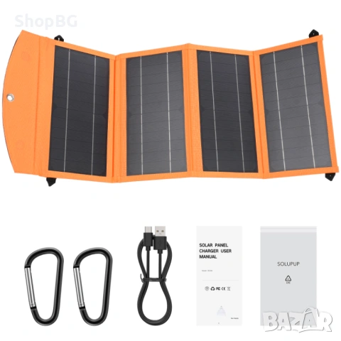 Сгъваем соларен панел 20W с USB и Type-C , снимка 2 - Друга електроника - 54810187