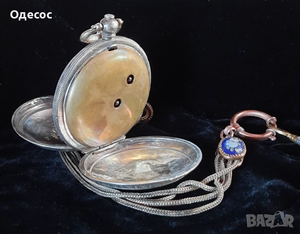 Старинен  Османски сребърен джобен часовник J.Dent. London, снимка 4 - Антикварни и старинни предмети - 54100452