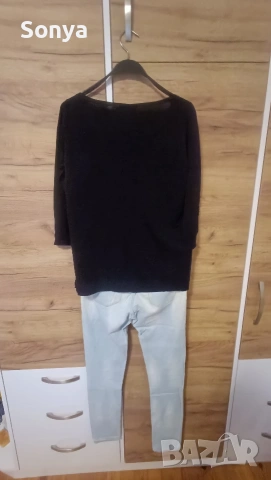 Черна блуза+дънки, снимка 2 - Дънки - 54010334