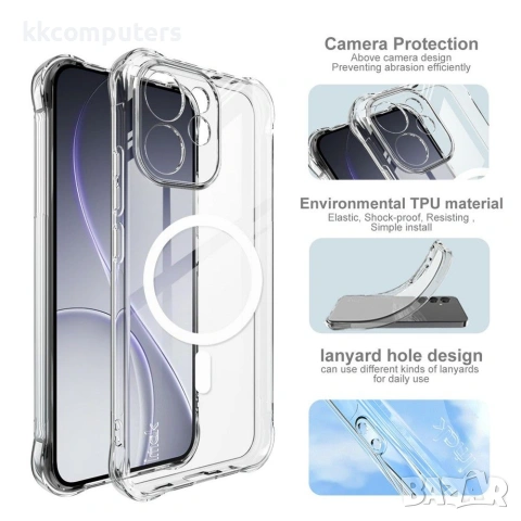За Oppo Reno15 F 5G IMAK Магнитен Удароустойчив TPU Калъф с Въздушни Възглавници и Скрийн Протектор , снимка 5 - Калъфи, кейсове - 55024218