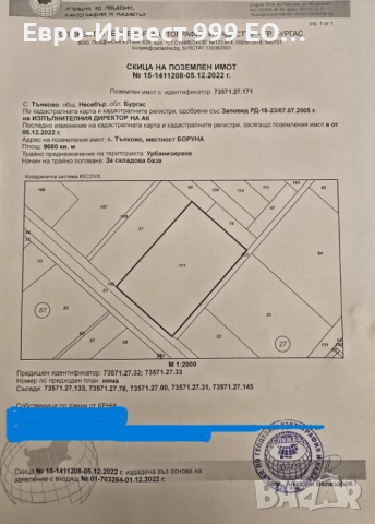 Парцел/УПИ-9680 кв.м-с.Тънково,общ.Несебър