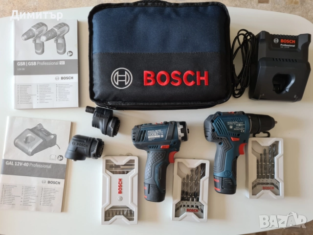 Комплект два винтоверта зарядно и батерии Bosch GSR 12V-15 FC и GSR 12V-30, снимка 6 - Винтоверти - 55088411