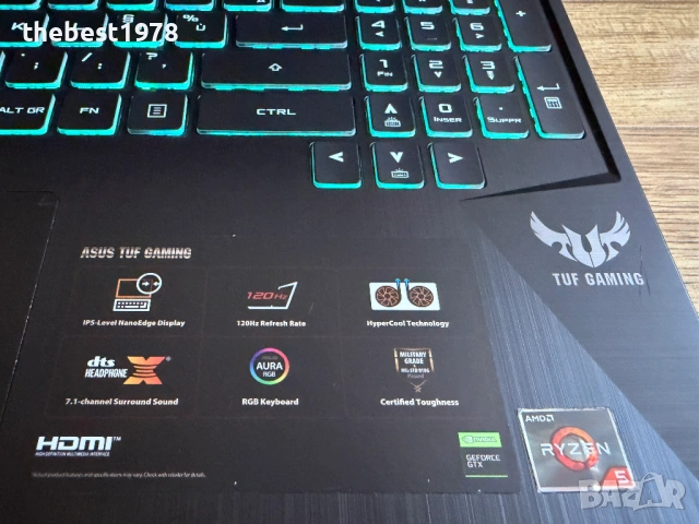 15.6 120Hz TUF Gaming`Ryzen 5 3550H/GTX 1650/16GB RAM/256GB SSD/Full HD IPS, снимка 2 - Лаптопи за игри - 54828860