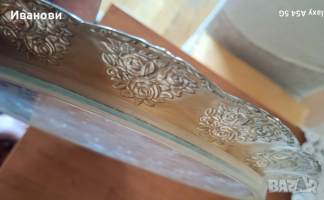 Поднос с метален обков, двойно дъно, 40 см, снимка 3 - Антикварни и старинни предмети - 54158174