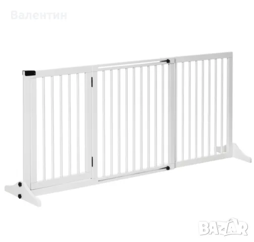 Дървена преграда за кучета с вратичка PawHut