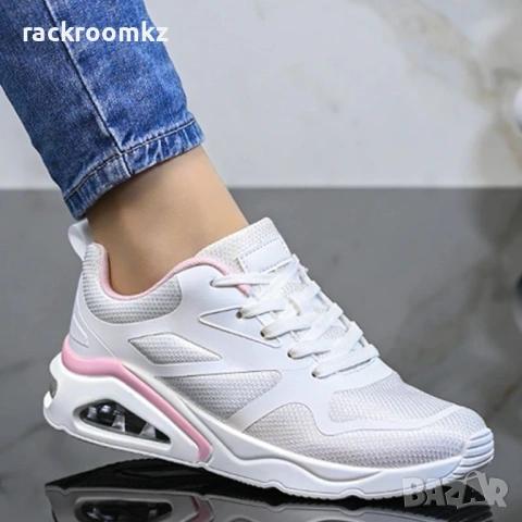 Дамски маратонки с въздушна камера в бяло и розово D9167-2 white