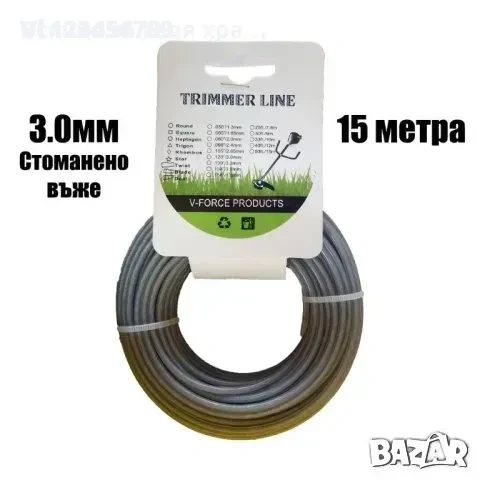 Kорда за бензинов тример 3 мм - 15м -2 вида, снимка 2 - Градинска техника - 54010477
